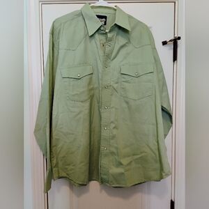 Wrangler Men's Light Sage Green Shirt Jacket Sz XL Pearl Button Accents